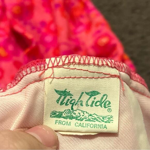 Vintage High Tide Hawaiian Psychedelic Bright Floral Halter Maxi Dress - Picture 3 of 9